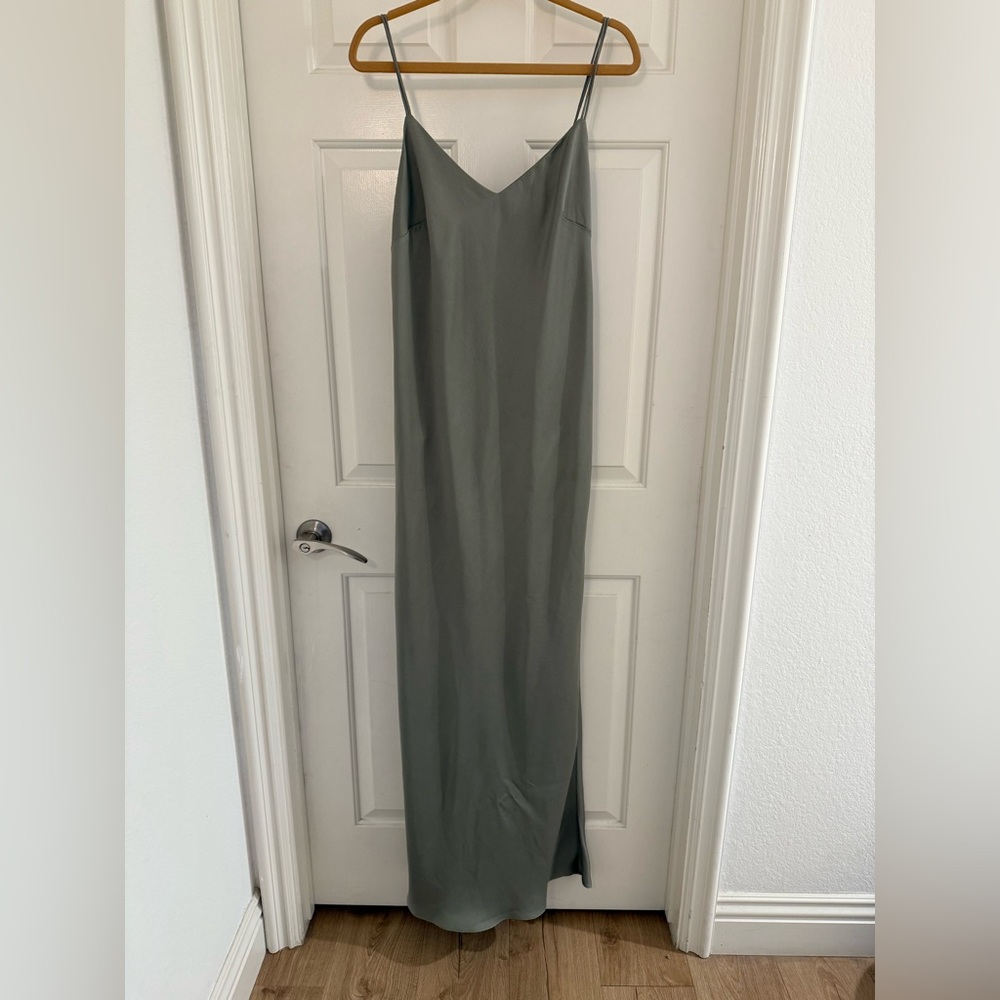 BHLDN Camisole sleeveless Cami Full Length Dress Sage Grey Green 14 NWT